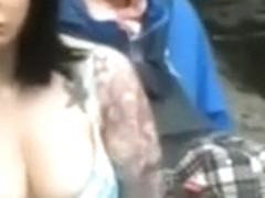 Juicy boobies of non-professional ladies walking down the street