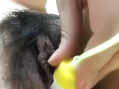 Amateur mom toys her hairy cunt