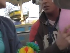 cute Chick rides tool in fun park