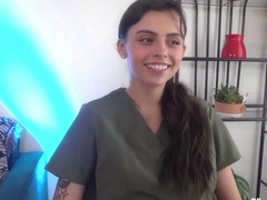 Naughy Nurse Angel Gives Free Cock Inspection