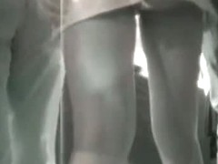 Upskirt view of an appetizing ass in a slutty skirt