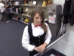 Pretty card dealer pawns her tablet and fucked by pawnkeeper