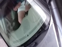 Girl with hot legs car voyeur