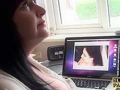 British bbw sprayed with cum over her massive tits