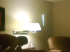 Cute young college couple hotel room jerk & blow