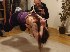 A Really Bad Idea: Girl Suspended In Crotch Rope With Nipple Clamps