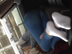 Girl in Bus feet ass German