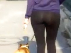 Blonde ass see thru leggin