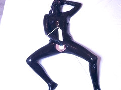 Masturbating To Multiple Orgasms In Full Black Latex