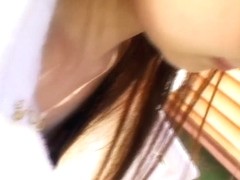 Na&#239;ve Japanese girl wants to help and exposes her tits to a spy cam