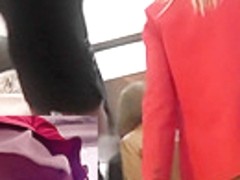 A-line skirt of blonde MILF was filmed by cameraman