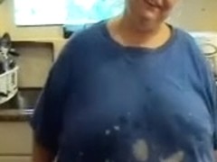Disgusting large gorgeous woman granny demonstrates her awful body on livecam