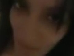 Slender dark brown receives new cum over her melons