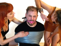 Jack Tied In Chair And Face Licking By 2 Sexy Girls