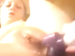 college girl Uses Her Dildo and Brush to DP BothHoles