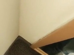 Risky public piss in store fitting room