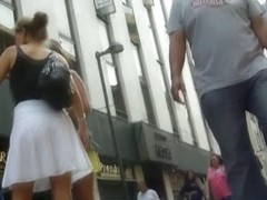 Hot up skirt street clips of girls wearing black thongs