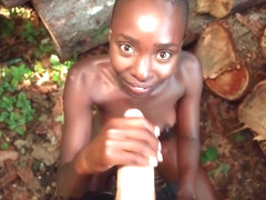 Erik Everhard - Short-haired Ebony Sucks White Pecker And Gets Fucked In The Woods