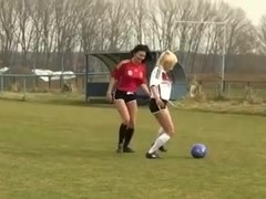 Two Sexy Teen Girls Outdoor Lesbian Football Fun