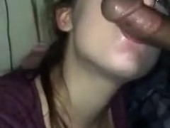 Cutie give oral beneath table taking