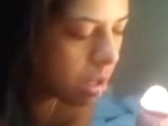 Latin Chick engulfing up and down his shaft