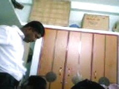 Indian girl blows her bf's dick and lets him play with her tits, while he fucks her doggystyle.