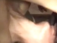 Nasty wife bows her neck over table edge to engulf ramrod