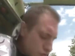 Great Group Scene with a Shaved Head Slut and Her Friend