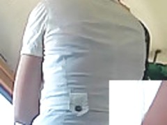 Blond in white voyeured