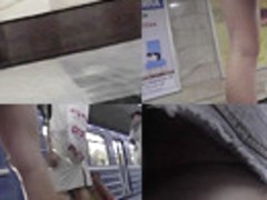 G-string upskirt video of a bubble ass blonde in metro