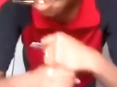 Cashier Gives Custome Blow Job  black ebony cumshots ebony swallow interracial