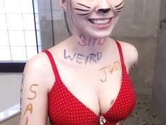 Hot blonde babe jerks and sucks