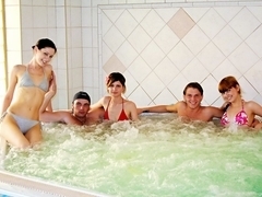 Crazy student group sex party in aqua park