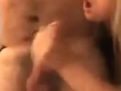 Girlfriend with big nails gives handjob and gets facial