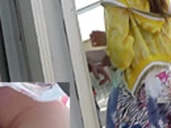 Beautiful upskirt panties of a skinny brunette cutie