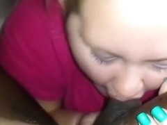 BBW blonde white lady is blowing my dick for housing fee