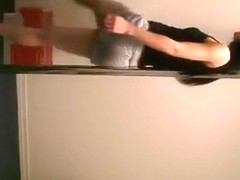 Practicing pole tricks in my living room!