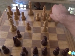 Sexy black gf on a hot strip chess