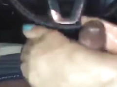 Latina Footjob In Car with Stocking- Nice Cumshot Very SEXY!!