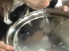 Pretty Japanese girl has a bunch of horny guys unloading on her face