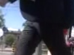 Following A Sexy Slut In Tight Red Dress