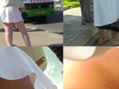 Flabby ass under a white skirt in upskirt mov