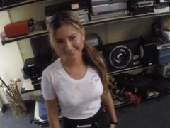 Cutie waitress fucked by pawnshops owner to earn money