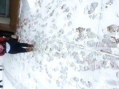 nice ass walking in the snow