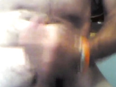 Solo bathroom masturbation with cumshot