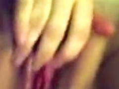 wifey strokes her shaved pussy