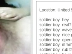 Fat girl masturbates her hairy pussy with a hammer on chat roulette