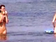 Two sexy teens naked at beach