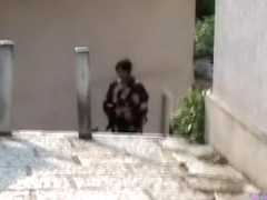 Public sharking vid showing a Japanese chick in a kimono