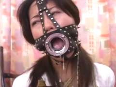 Japanese Deepthroat And Headfucking Through Ring Gag